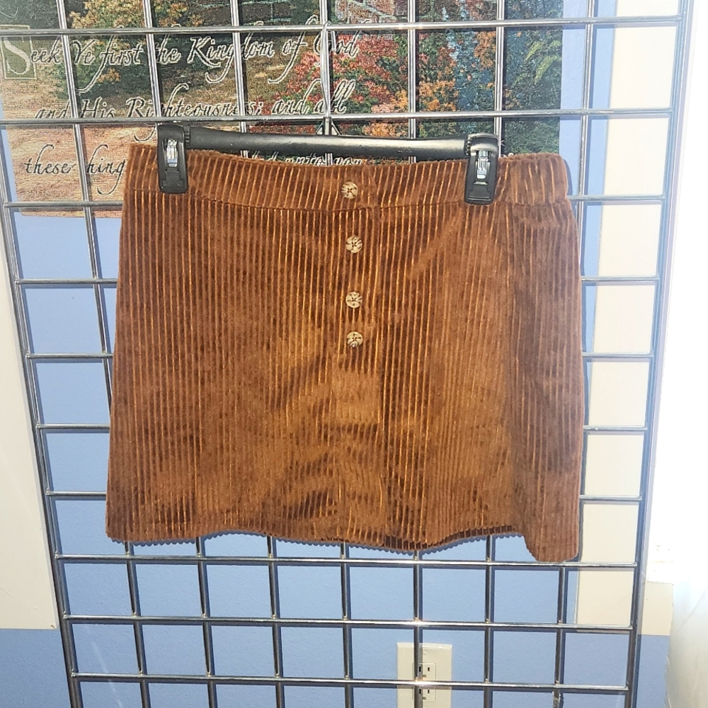 Belle Du Jour Brown Corduroy Skirt